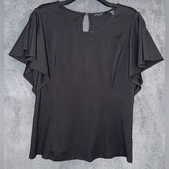 H by Halston Tops - H by Halston Black Flutter Sleeve Blouse Size Medium